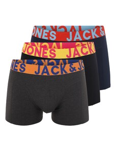 JACK & JONES Boxerky 'Sense' tmavomodrá / antracitová / oranžová / čierna