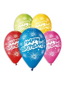 Godan Latexové balóny na hélium Happy Birthday Ohňostroj - 5 ks