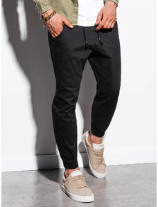 Ombre Clothing Spodnie męskie materiałowe JOGGERY - czarne V1 P885