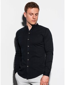 Ombre Clothing Pánska košeľa s dlhým rukávom Healy čierna l K542