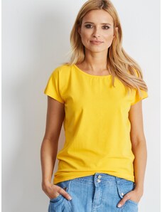 Basic Žlté bavlnené tričko s krátkymi rukávmi