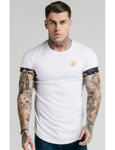 Pánske tričko SikSilk S/S Roll Sleeve Tee – White & Floral Animal
