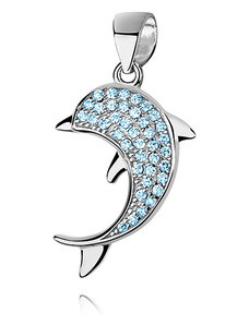 Klenoty Amber Strieborný prívesok delfín - modrý zirkón