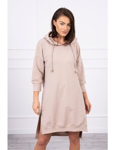 Mondo Italia Šaty s predĺženou zadnou stranou a kapucňou MI9078 béžové