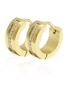 BM Jewellery Náušnice krúžky so zirkónmi Gold S1019130