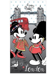 Setino Plážová osuška Minnie & Mickey Mouse v Londýne - licencia Disney - 100% bavlna, froté - 70 x 140 cm