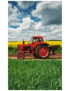 Carbotex Detský uterák Červený traktorík - 100% bavlna, froté 350 gr./m² - 30 x 50 cm