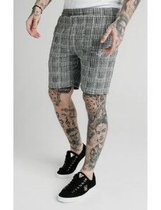 Pánske šortky SikSilk Pleated Smart Shorts – Grey Dogtooth