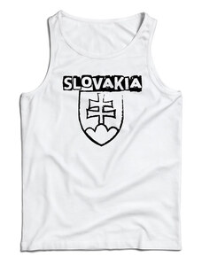 DRAGOWA pánske tielko slovenský znak s nápisom, biela 160g/m2