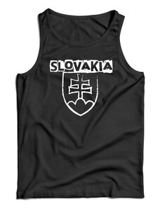 DRAGOWA pánske tielko slovenský znak s nápisom, čierna 160g/m2