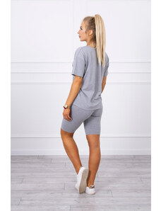 MladaModa Súprava top + krátke legíny model 9099 šedá