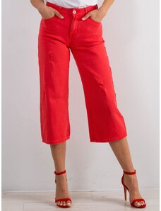 Basic Červené capri rozšírené trojštvrťové džínsy
