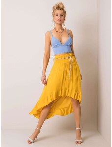 Fashionhunters Yellow asymmetrical skirt