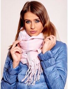 Fashionhunters Pink checkered scarf with fringe