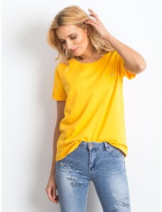 Basic Dámske žlté bavlnené tričko