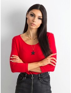 Basic Červené bavlnené tričko s trojštvrťovým rukávom