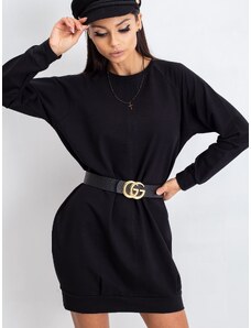 Basic Bavlnené čierne mikinové šaty s dlhým rukávom