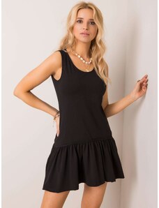 Basic Letné čierne bavlnené krátke šaty na ramienka