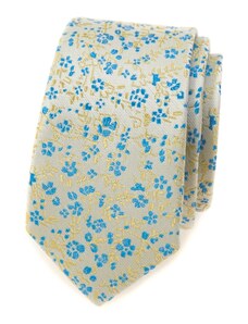 Úzka kravata s modro-žltým vzorom Avantgard 551-1622