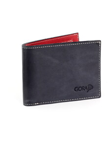 Kožená peňaženka GORA slim G01 - čierna / červená