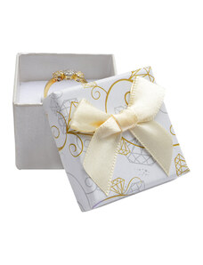 JKBOX Krémová papierová krabička s mašľou Diamonds na prsteň alebo náušnice IK013