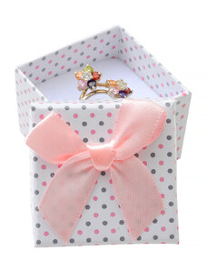 JKBOX Bodkovaná papierová krabička s mašľou na prsteň alebo náušnice IK018