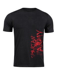 DRAGOWA krátke tričko spartan army RedWAR, čierna 160g/m2