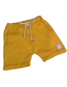 Mania Nitkowania Chlapčenské nohavice krátke horčicovej farby s gombíkmi - 98, Horčicová