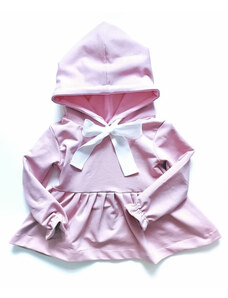 ZuMa Style Dievčenské šaty s mašľou a kapucňou ružové - 110, Ružová