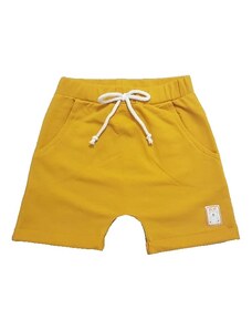 Mania Nitkowania Chlapčenské nohavice krátke žlté s vreckami - 98, Medová