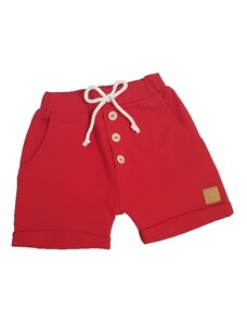 Mania Nitkowania Chlapčenské nohavice krátke červené s gombíkmi a vreckami - 92, Červená