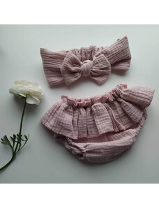 ZuMa Style Dievčenské nohavice - bloomersy s čelenkou ružové - L, Staroružová