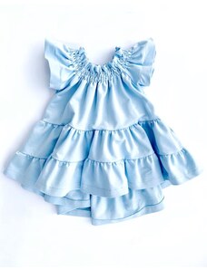ZuMa Style Dievčenské šaty volánikové na leto modré - 116, Svetlomodrá
