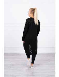 MladaModa Kardigánový sveter s perforovaným vzorom model 2020-4 čierny