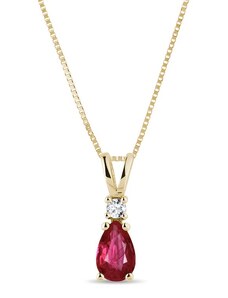 Zlatý náhrdelník s rubínom a briliantom KLENOTA K0432093