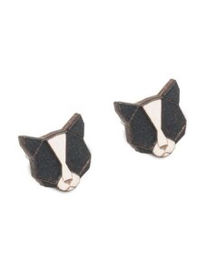 BeWooden Drevené náušnice Black Cat Earrings