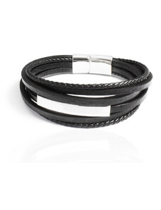 BM Jewellery Pánský kožený náramek černý S1062120