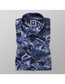 Willsoor Pánska košeľa klasická s tmavo modrou rastlinnou potlačou 11885