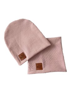 ZuMa Style Detská čiapka a šatka - dievčenský set ružovej farby - 46-50cm, Ružová