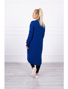 MladaModa Dlhý kardigánový sveter s netopierími rukávmi model 2020-9 farba kráľovská modrá