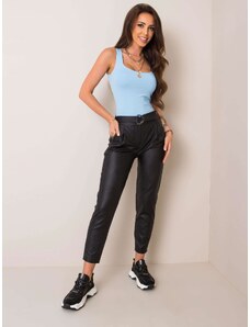 Fashionhunters Black artificial leather trousers