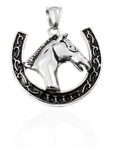 BM Jewellery Prívesok kôň s podkovou 3 cm z chirurgickej ocele S11004070
