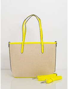 BASIC Béžová kabelka so žltým lemovaním OW-TR-MC879-yellow