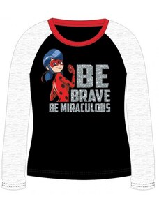 E plus M Dievčenské tričko s dlhým rukávom Kúzelná lienka / Ladybug Miraculous - čierne