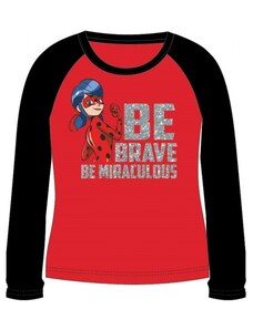 E plus M Dievčenské tričko s dlhým rukávom Kúzelná lienka / Ladybug Miraculous - červené