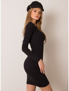 Basic Čierne priliehavé mini šaty s gombíkmi