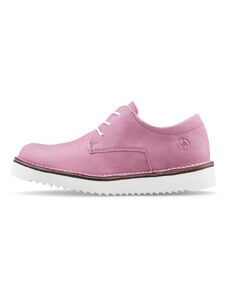 Vasky Derby Pink - Dámske kožené poltopánky ružové, ručná výroba jesenné / zimné topánky