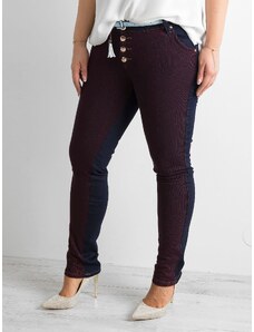 Fashionhunters Tmavomodré džínsy s pletenou vložkou PLUS SIZE