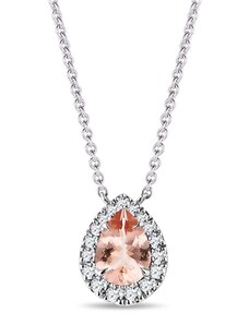 Elegantný diamantový náhrdelník z bieleho zlata s morganitom KLENOTA K0814032