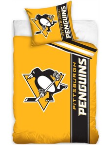TipTrade (CZ) Hokejové posteľné obliečky NHL Pittsburgh Penguins - séria Belt - 100% bavlna - 70 x 90 cm + 140 x 200 cm